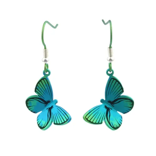Large Green Butterfly Drop & Dangle Earrings